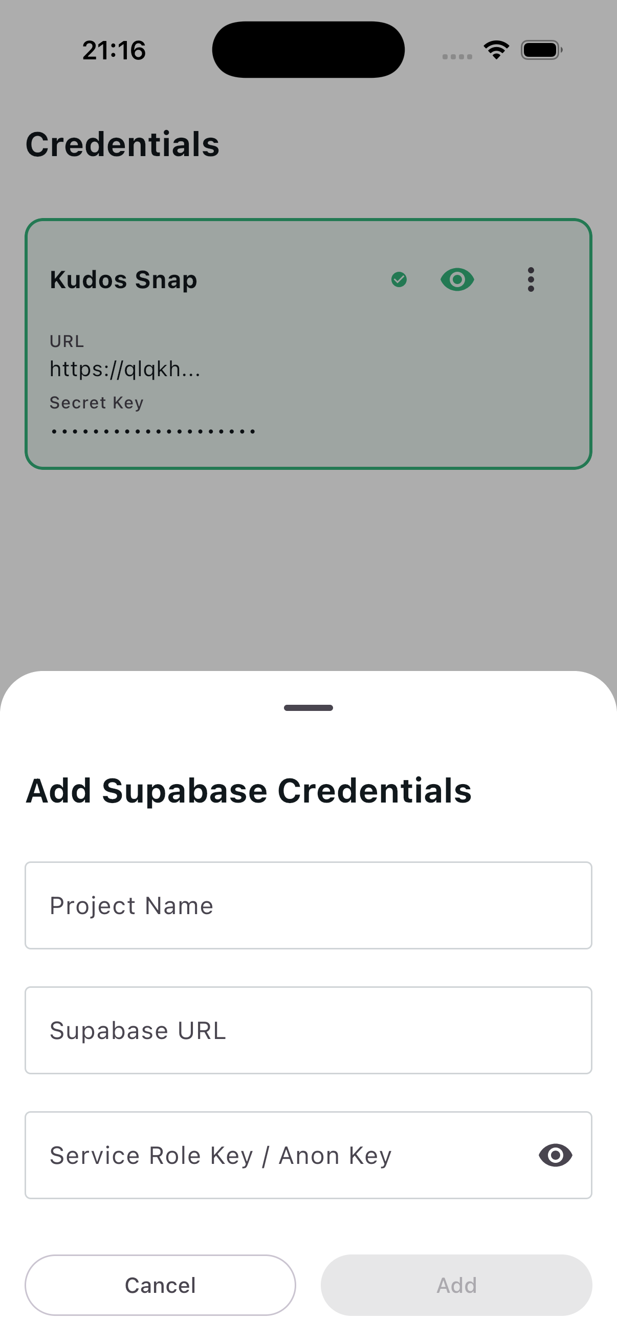 SupaBuckt bucket list view on iOS